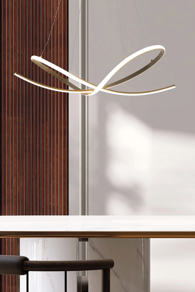 SAVOY Sospensione a LED 45W 3000K in Alluminio Oro Satinato con Diffusore in Silicone - Lampada da soffitto di design professionale