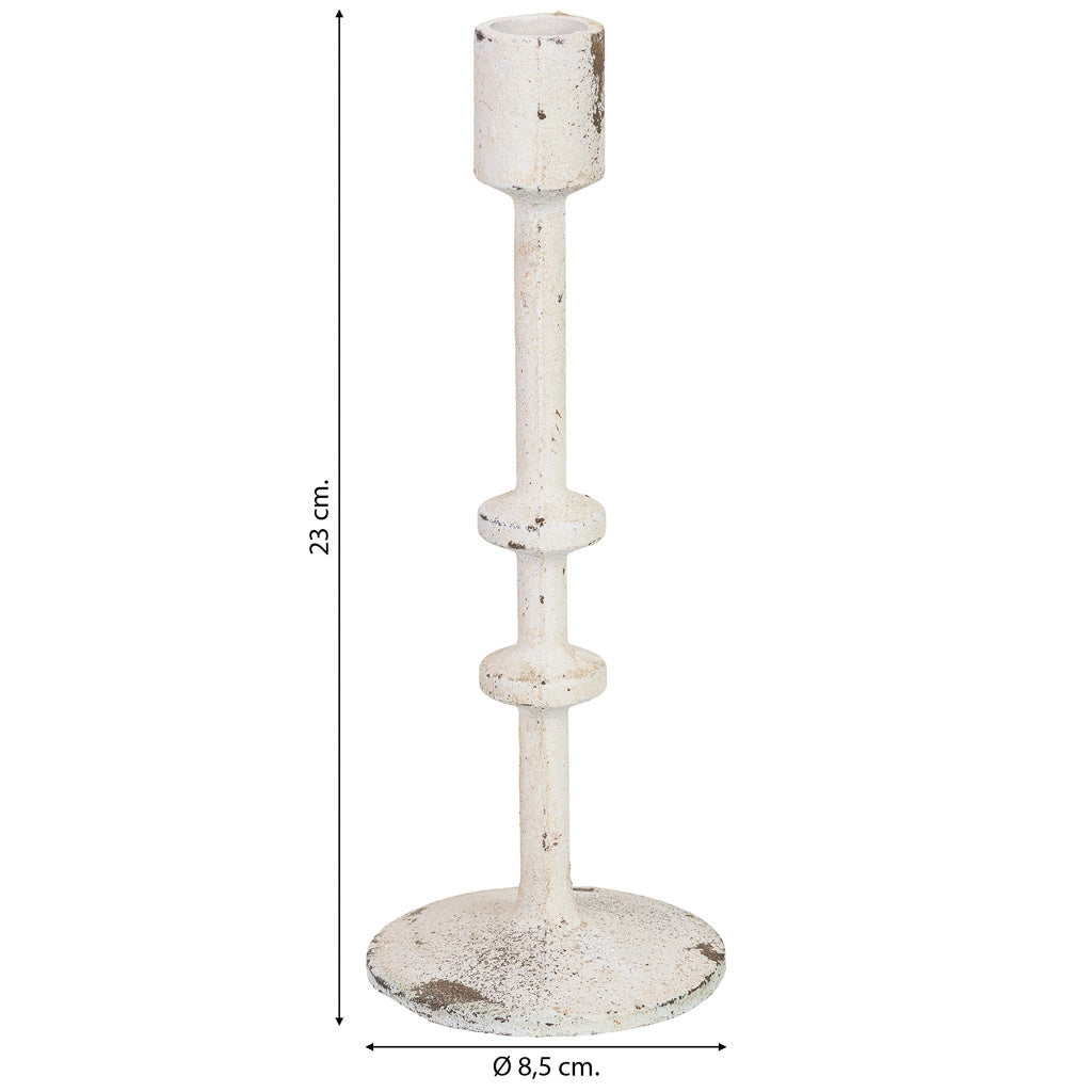 Candelabro in metallo bianco, 8,5x8,5x23 cm (altezza)