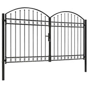 Cancello a Doppia Anta ad Arco in Acciaio 300x200 cm Nero