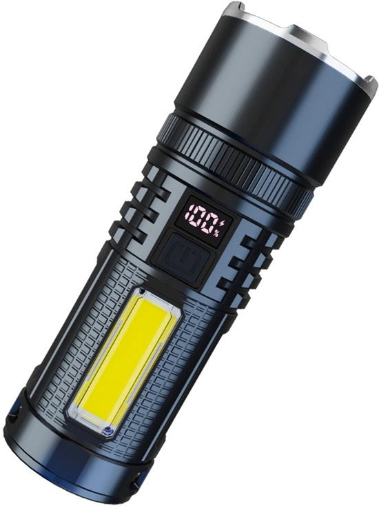 Lanterna con grande portata, luce intensa per esterno, LED zoom ricaricabile, display digitale, lanterna laser bianca