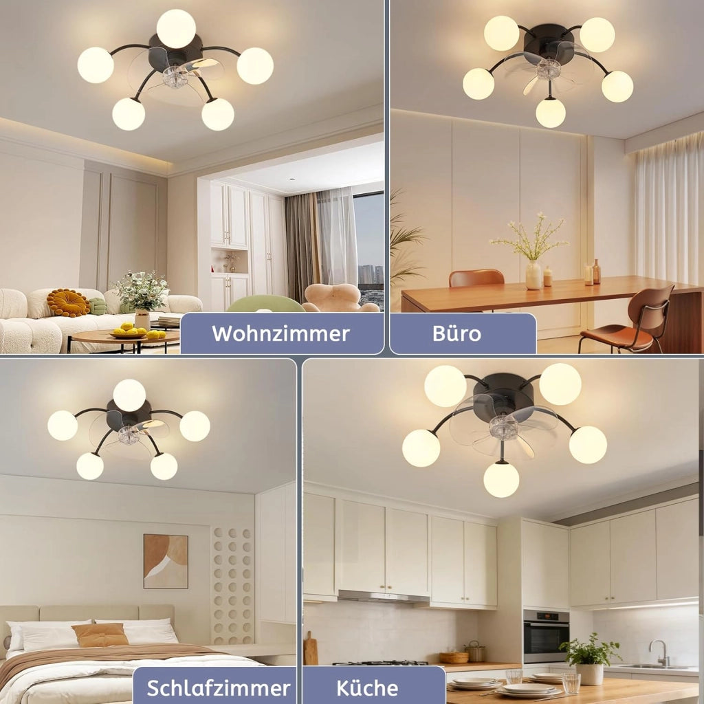 ZMH Ventilatore da Soffitto Silenzioso G9 con Luce Telecomando 6 Velocità per Sala da Pranzo Lampadina Non Inclusa
