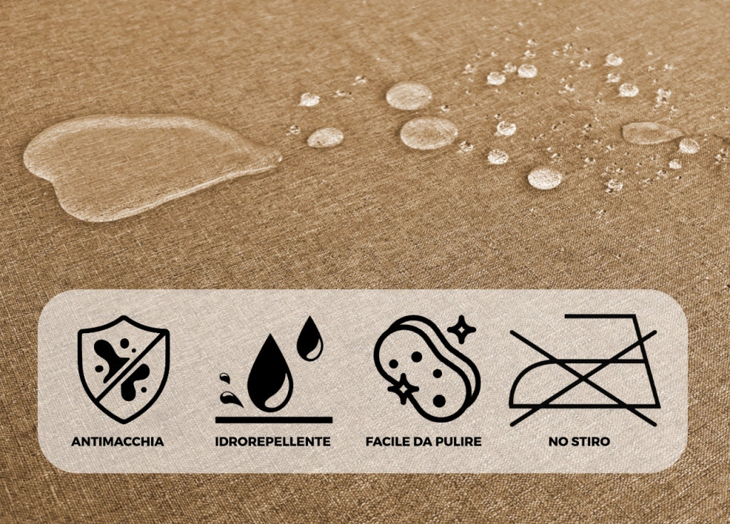 Tovaglia Cucina Soggiorno Antimacchia Idrorepellente Linen - 140x360cm - Caffe Latte
