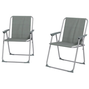 Set 2 Sedie da Giardino Pieghevoli con Braccioli e Seduta 53x54x76 cm in Tessuto Grigio