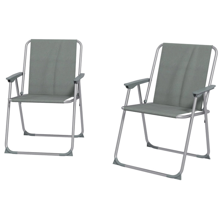 Set 2 Sedie da Giardino Pieghevoli con Braccioli e Seduta 53x54x76 cm in Tessuto Grigio