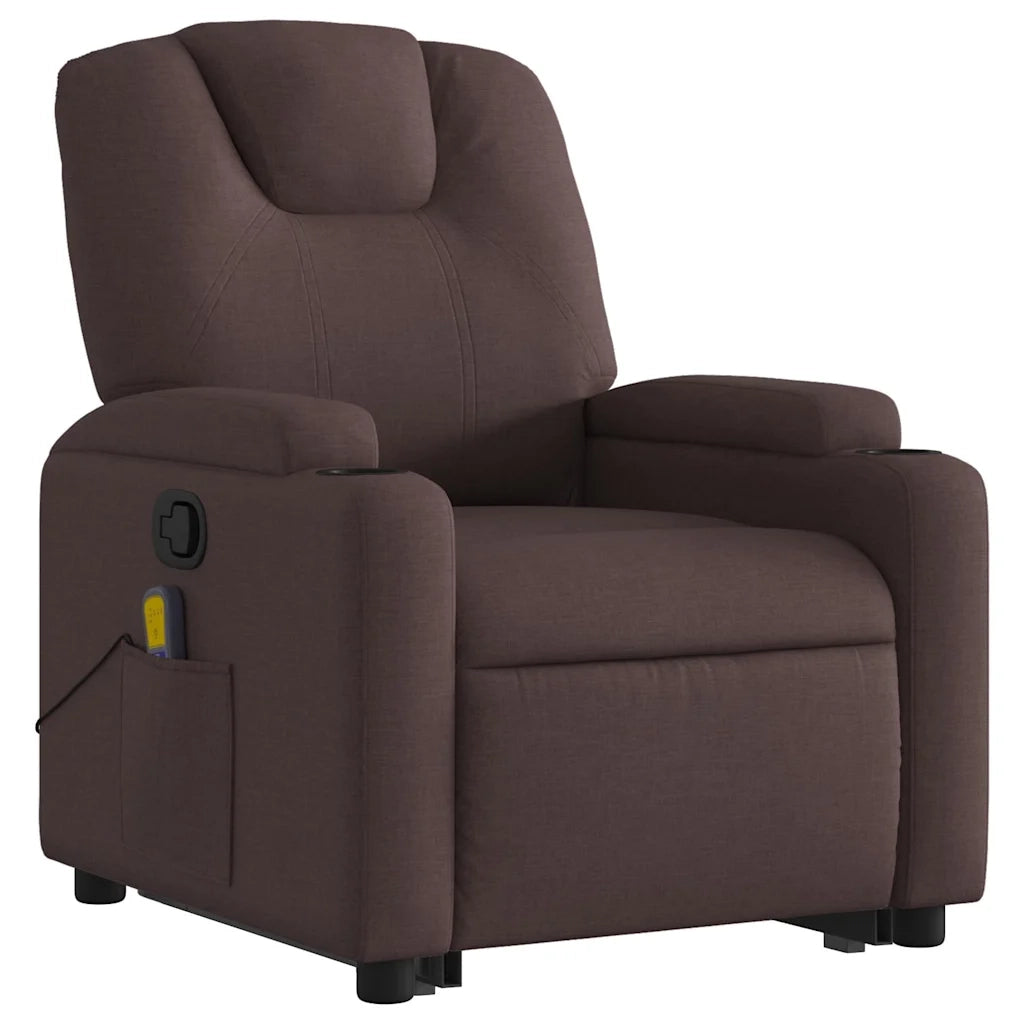 Poltrona Alzapersona Massaggi Reclinabile Marrone Scuro Tessuto 3204385