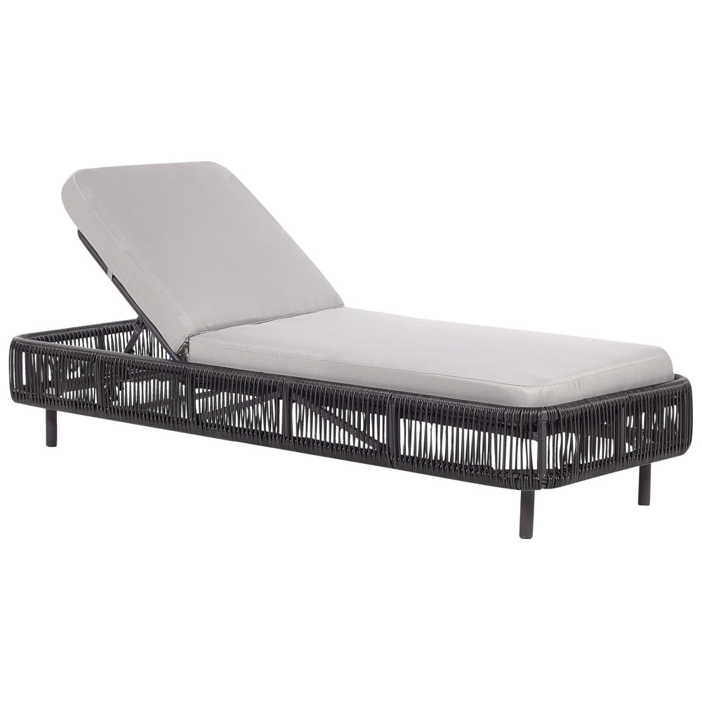 Lettino da giardino per esterni Naturale e Beige PE Rattan Alluminio Tessuto Poliestere Cuscino regolabile Schienale reclinabile