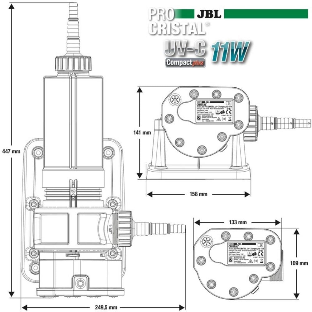 JBL ProCristal UV-C Compact Plus - sterilizzatore per acquari Wattaggio Riscaldatori e lampade terrario: 11W