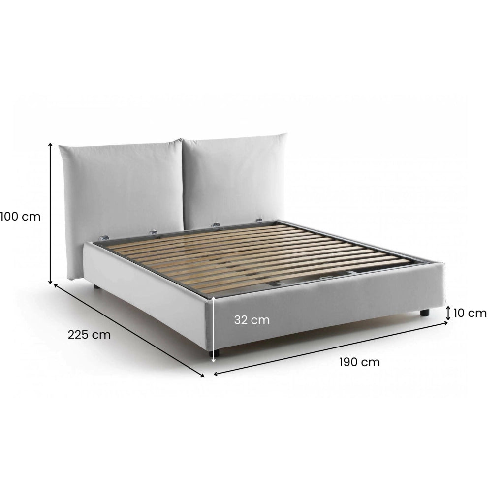 Letto Matrimoniale Aghineo, Letto Matrimoniale Sfoderabile Made in Italy, Bianco