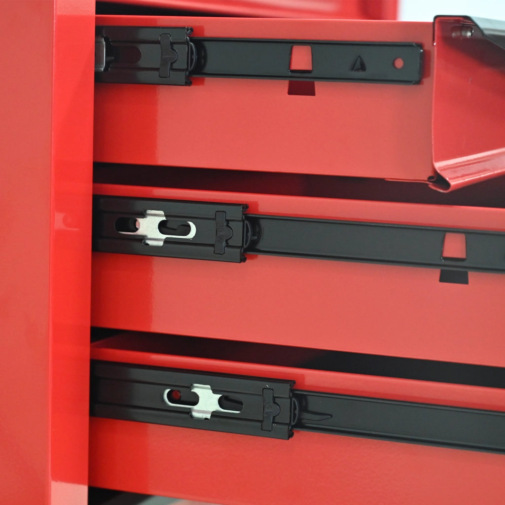 CARRELLO PORTA ATTREZZI 4 CASSETTI 62,5x34,5x78 cm Acciaio Rosso/Nero