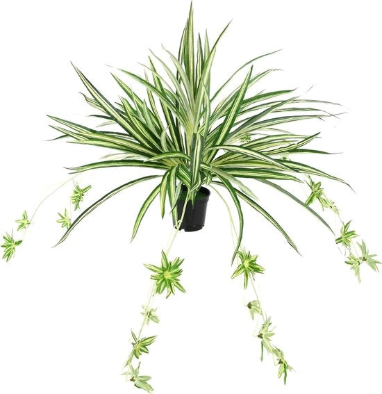 Pianta artificiale verde con fiori di loto - Chlorophytum - pianta spinosa - pianta da appendere in plastica