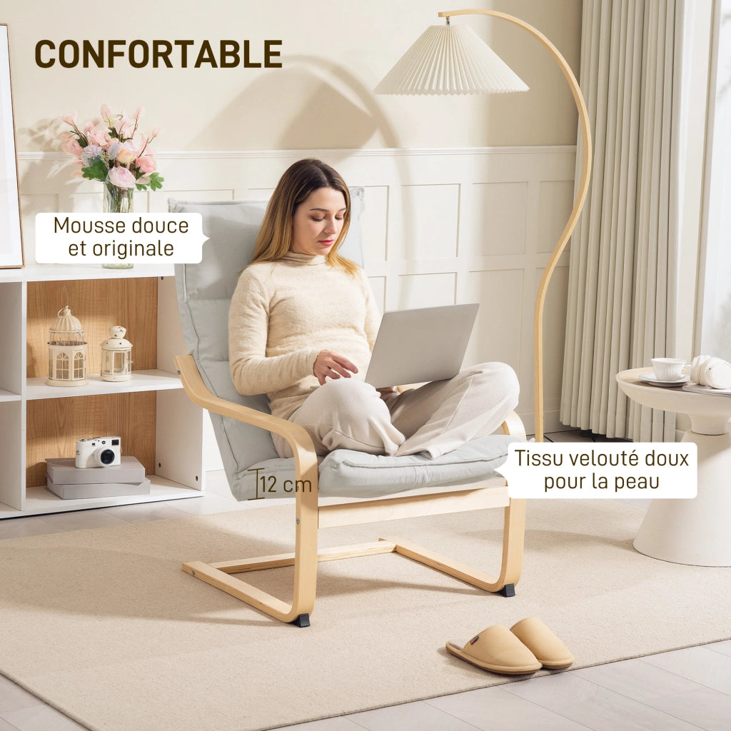 Poltrona relax moderna con braccioli ¨C Minimal ¨C Cr¨¨me 67x83x105 cm