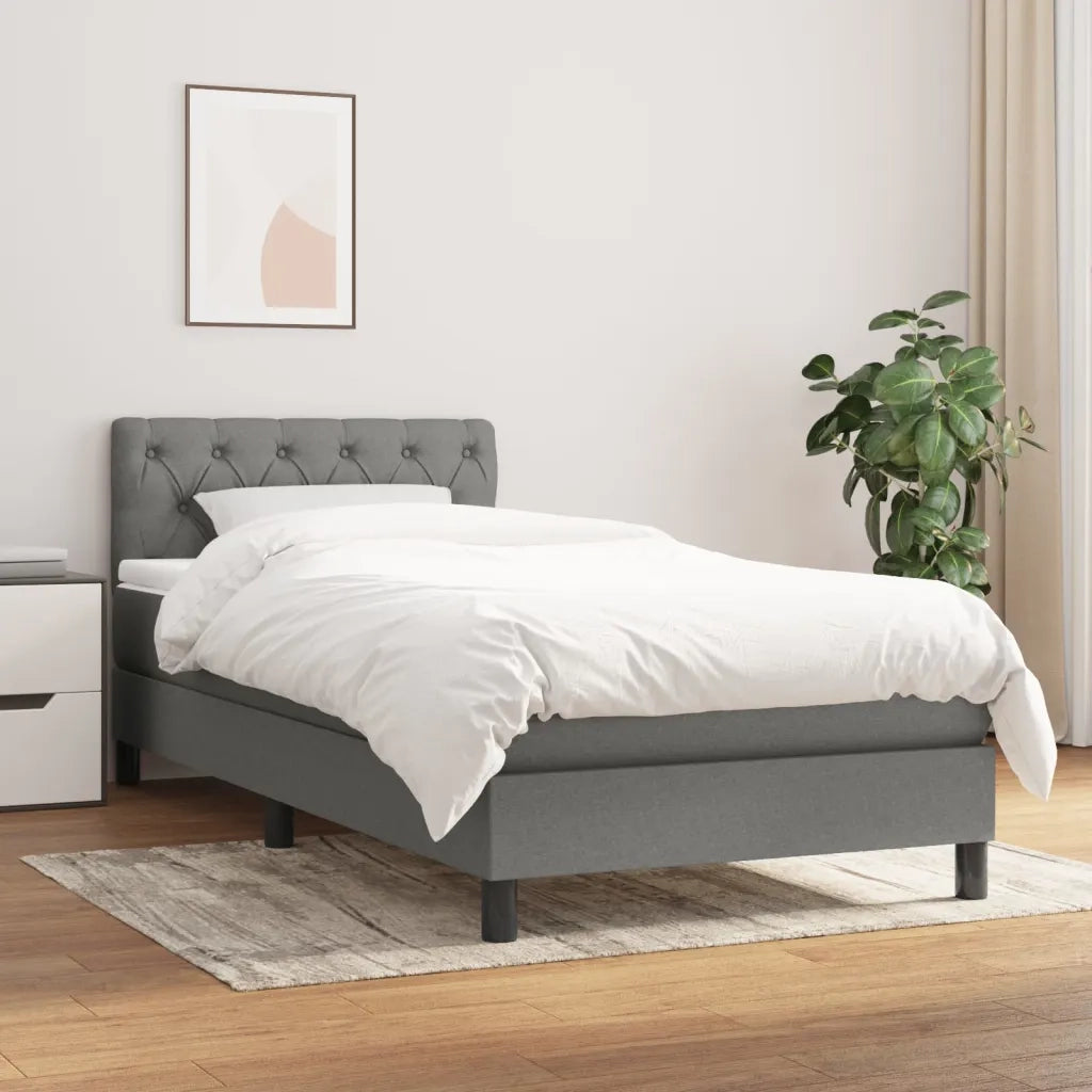 Giroletto a Molle con Materasso-Struttura Letto Grigio Scuro 80x200 cm Tessuto 436217