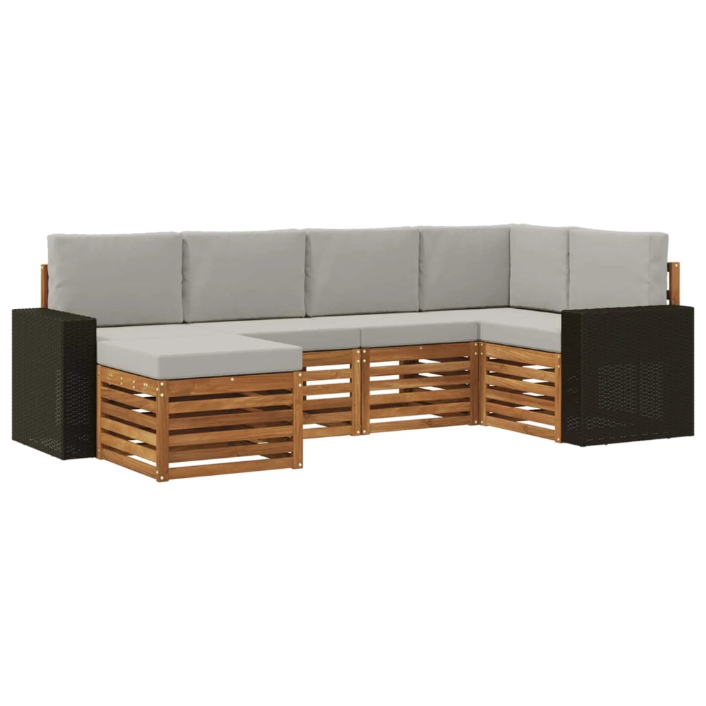 Set di divani da esterno 6 pz Naturale e Grigio Chiaro 3384572