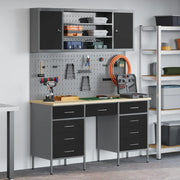 Mobile da lavoro 8 pcs Nero Legno ingegnerizzato e acciaio 3321460