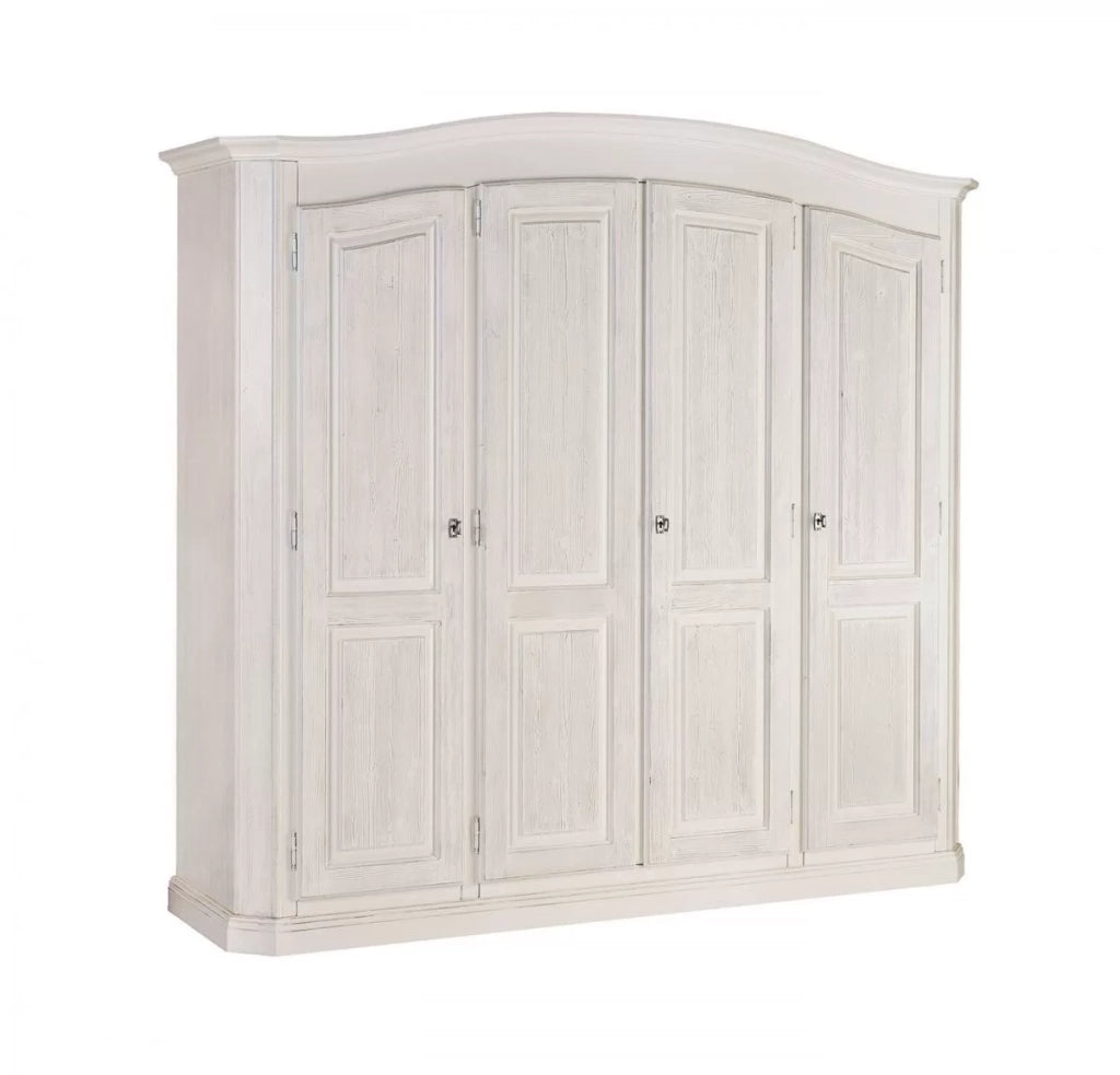 Armadio classico 4 porte legno massello abete grezzo 231x63x219 (305) - Mobili 2G