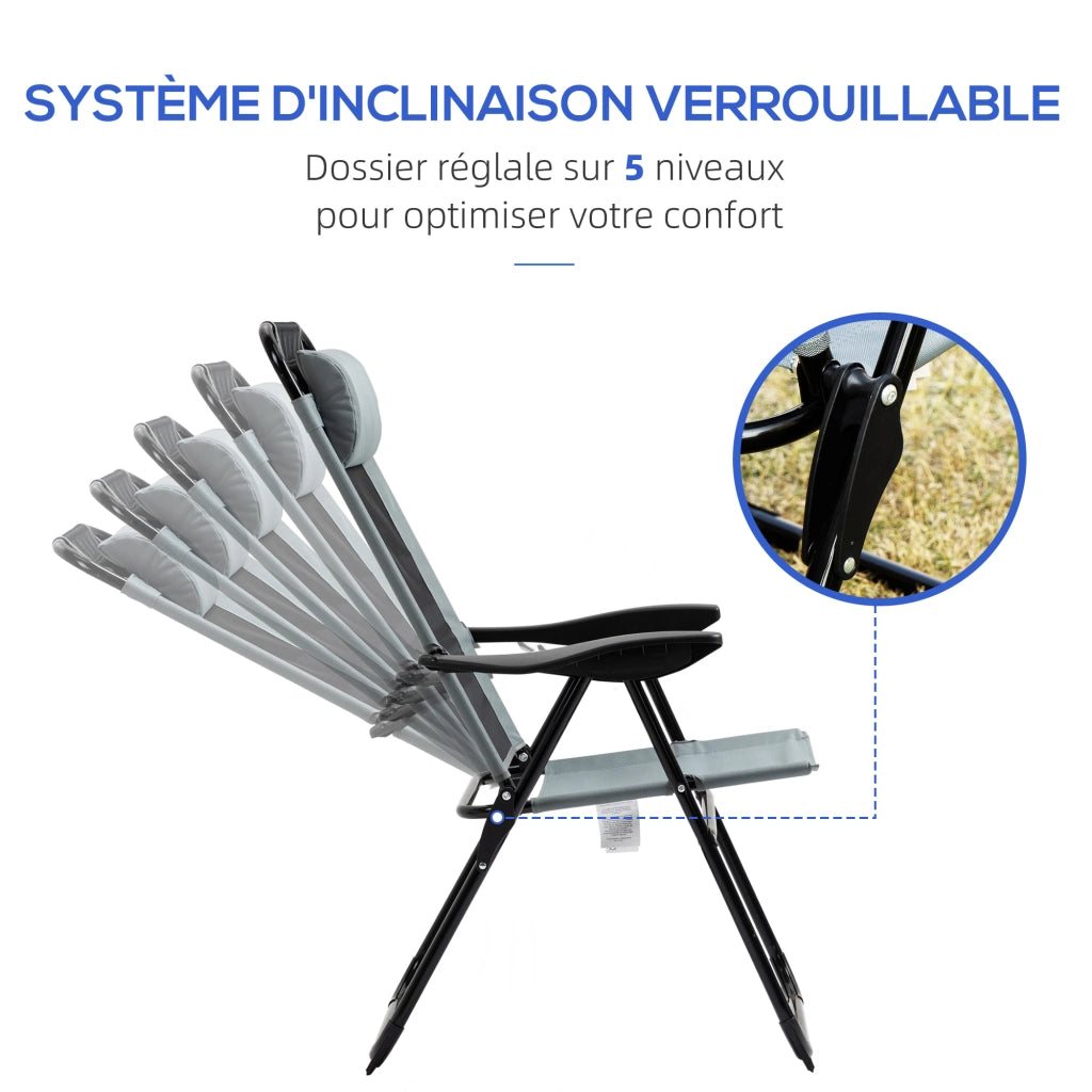 Set di 2 sedie da giardino pieghevoli ¨C zephmum ¨C Grigio, Polipropilene, Acciaio
