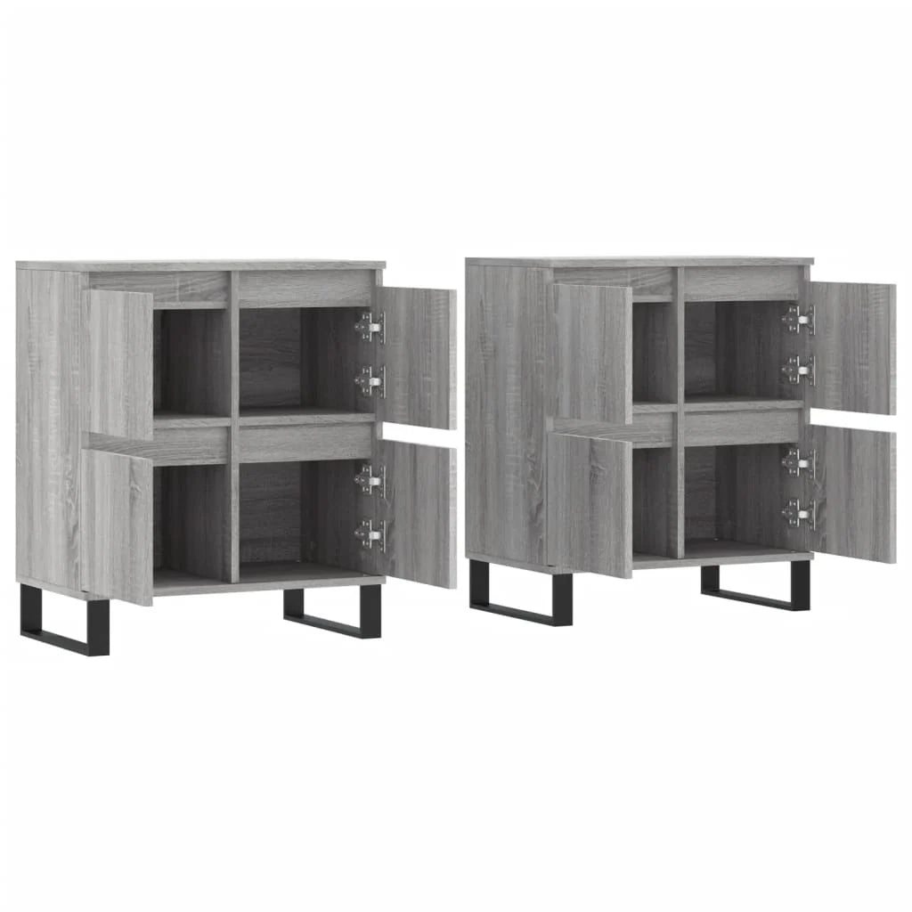 Buffet credenza cassettiera armadio mobile contenitore organizer cucina soggiorno salotti set da 2 legno ingegnerizzato Sonoma grigio 02_0036977