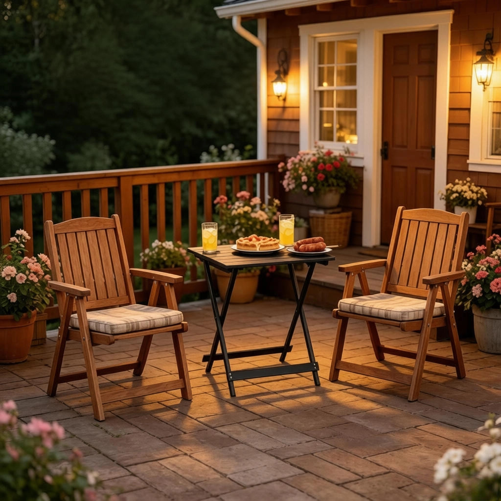 Tavolo da giardino bistrot pieghevole in alluminio con struttura a X per balcone e campeggio nero 50,5 × 47 × 59,5 cm