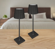 Coppia Di Lampada Da Tavolo LED Set 2 Pezzi Design Moderno Senza Fili Ricaricabile Controllo Touch Selezione Colore Intensità Dimmerabile Altezza Regolabile Con Adattatore Per Bottiglia 3000/4500/600K  2Pz-Atmoshpere-Nero