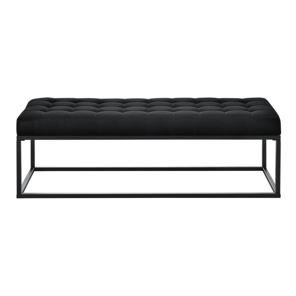 Sgabello/panca imbottito con gambe in metallo e rivestimento in tessuto 120 cm nero 03_0006273