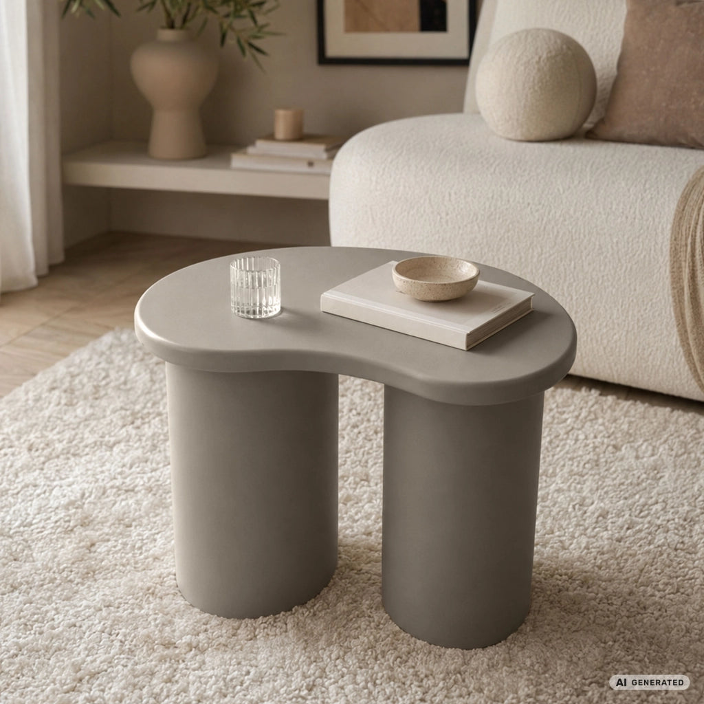 Tavolino da salotto moderno CUBE 41 cm grigio con doppia base cilindrica