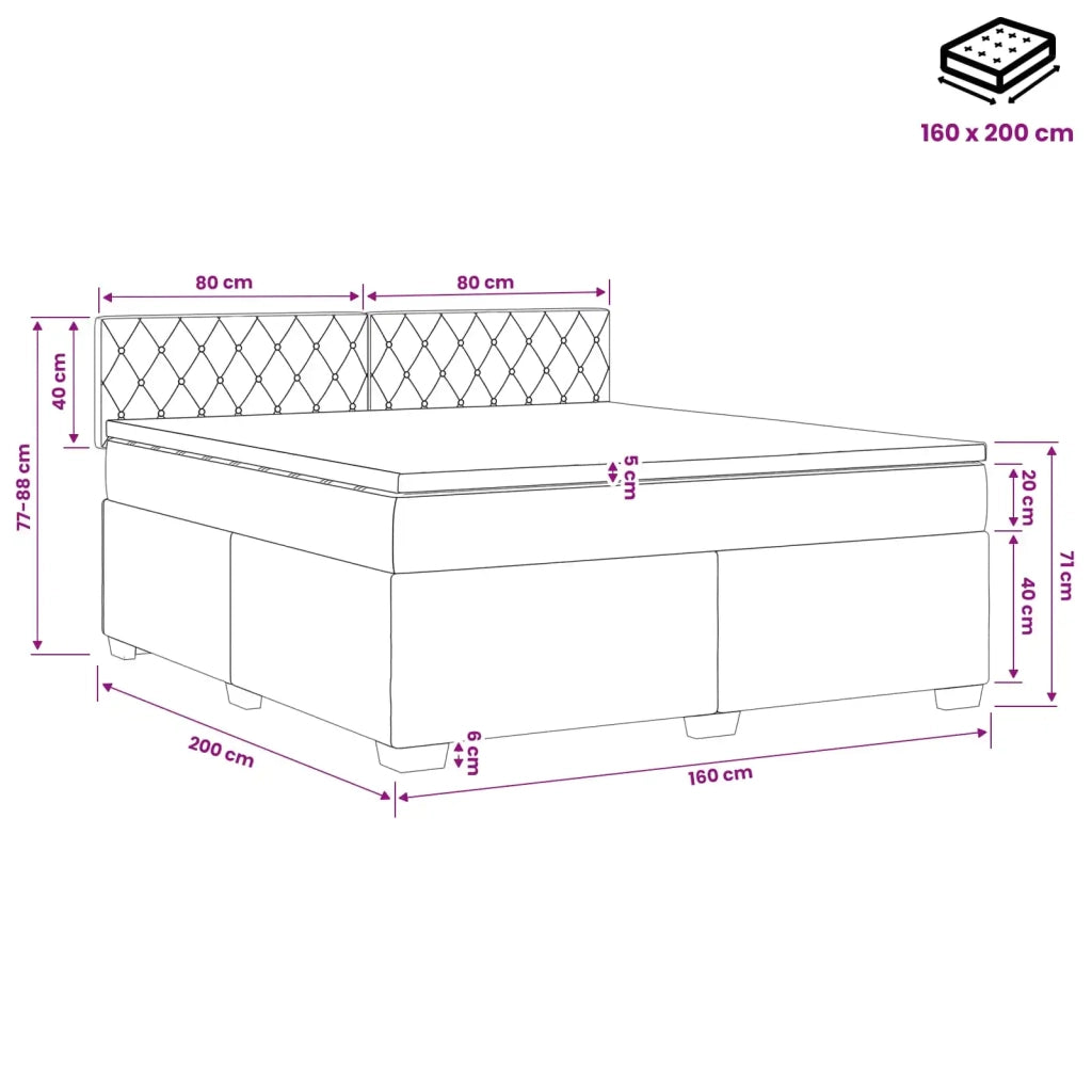 Letto box spring con materasso Grigio Scuro 160 x 200 cm 3450741