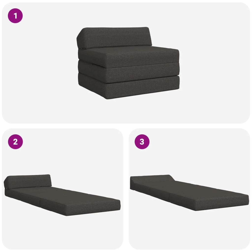 Divano Letto Pieghevole Grigio Scuro 200 x 70 x 10 cm Tessuto