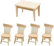 Set di accessori in legno per miniatura 1:12 - 5 pezzi - tavolo e sedie - progetto realistico - stimola la creatività