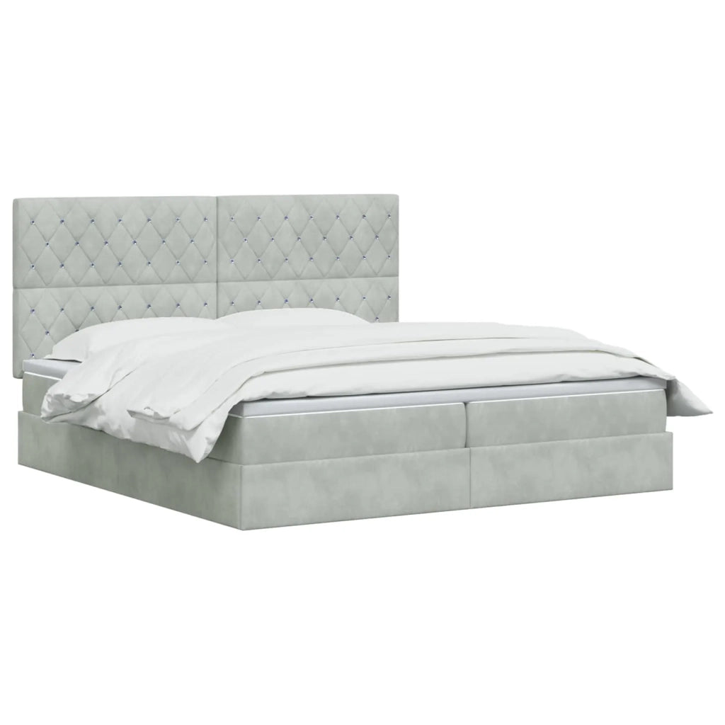 Letto con contenitore e materasso Grigio Chiaro 200 x 200 cm 3459651