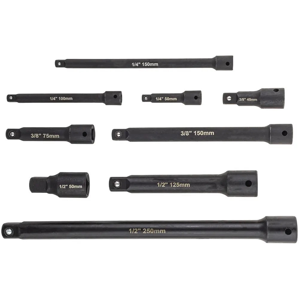 Set 9 Prolunghe chiave Per cricchetto a bussola 1/4 "3/8" 1/2'' da 50mm a 250mm