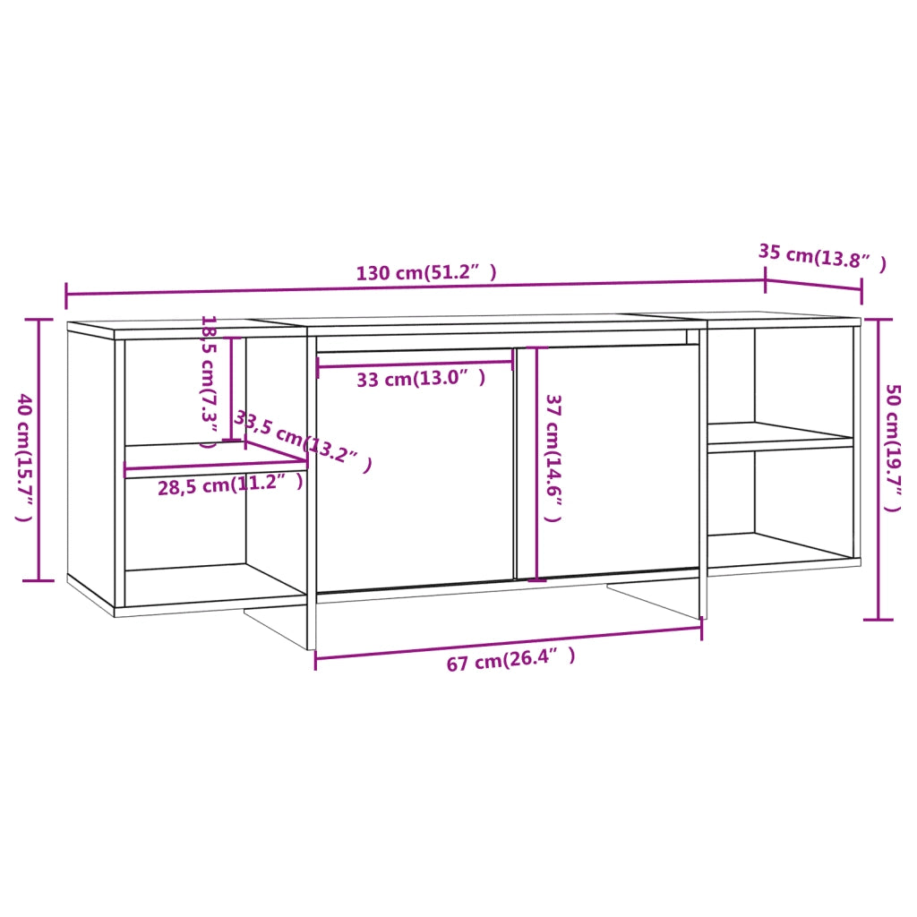 Mobile Porta TV Rovere Sonoma 130x35x50 cm in Truciolato 809587