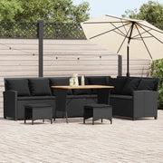 Set Divani da Giardino 4 pz con Cuscini Forma L Polyrattan Nero