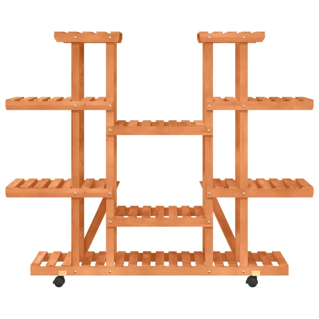 Portavasi/fioriera con ruote 110 x 25 x 115 cm legno massello di abete marrone 02_0045226