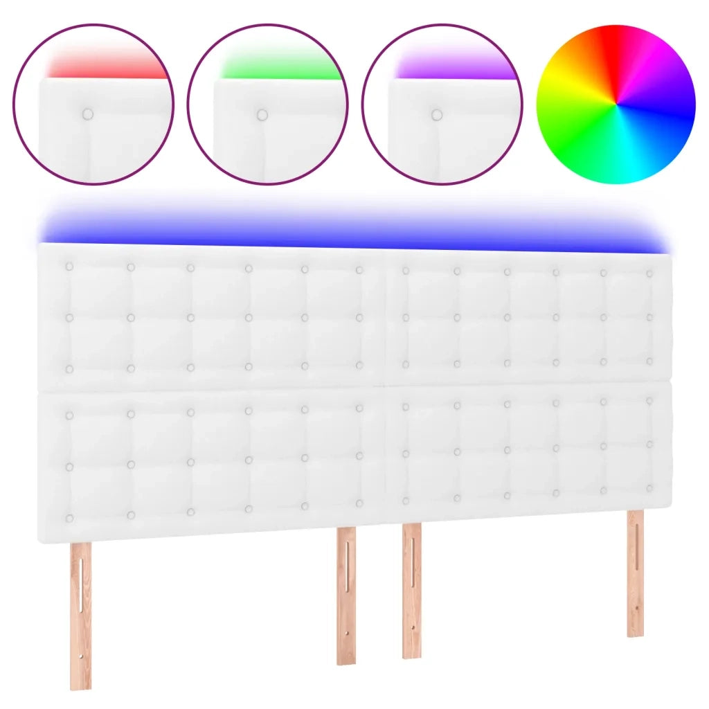 Testiera a LED Bianco 180x5x118/128 cm in Similpellecod mxl 73807