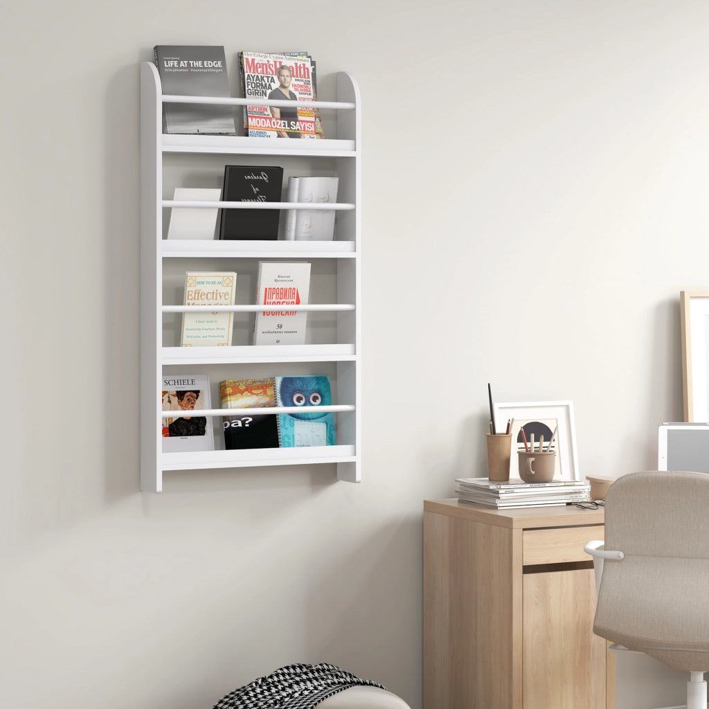 Libreria a muro 4 livelli ¨C Zephmum ¨C Bianco 59x12x113 cm