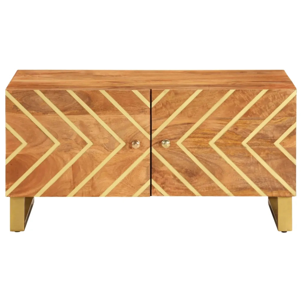 Tavolino da Salotto Marrone e Nero 80x50x40 cm Legno di Mango 356788