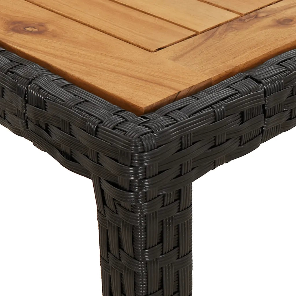 Tavolo da Giardino 190x90x75 cm Polyrattan Legno di Acacia Nero 316722