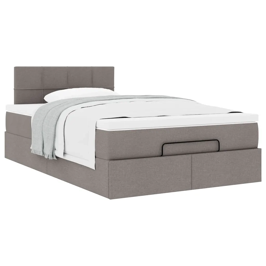 vidaXL Struttura Letto Pouf con Materasso Tortora 120x190 cm Tessuto