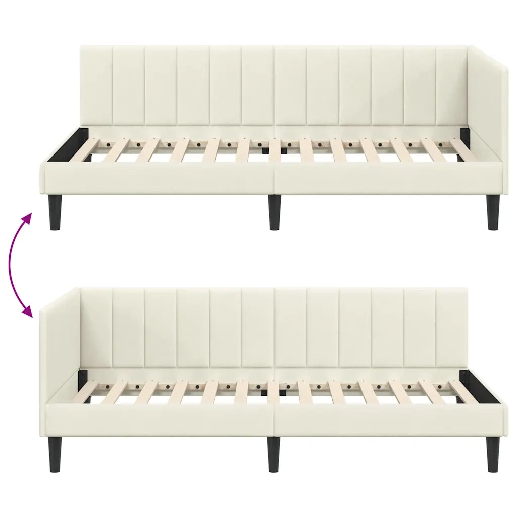 Cornice del letto ad angolo Crema 90 cm x 200 cm Velluto 42016355