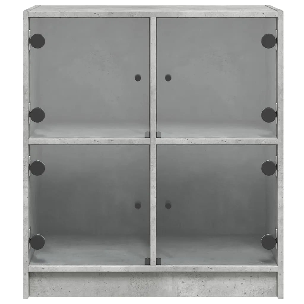 Mobile con Ante in Vetro Grigio Cemento 68x37x75,5 cm 836381