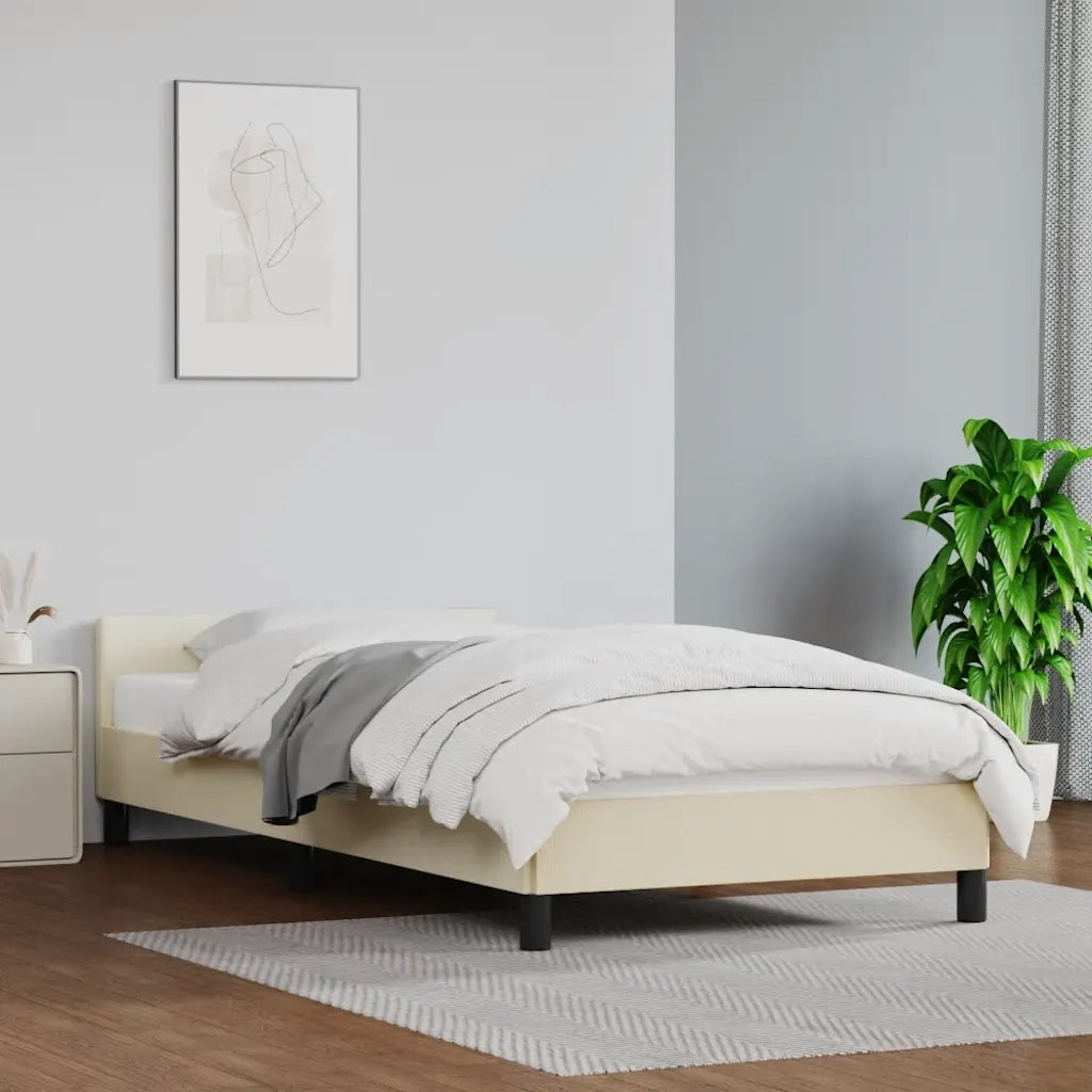 Letto singolo | Letto per adulti | Giroletto con Testiera senza Materasso Crema 80x200 cm