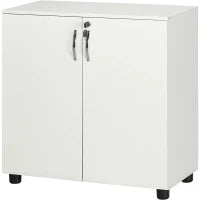 Vinsetto Armadietto per Documenti con Serratura, Armadio da Ufficio con 2 Ante e 2 Ripiani, Mobiletto Multiuso Portaoggetti con Maniglia in Lega di Alluminio, per Casa Ufficio, 80x40x80 cm, Bianco