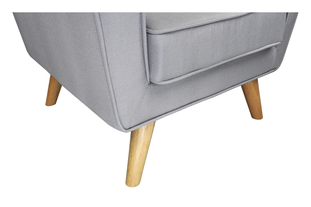 Poltrona in tessuto grigio e piedi in legno - Orchidea - PL-OR01JC