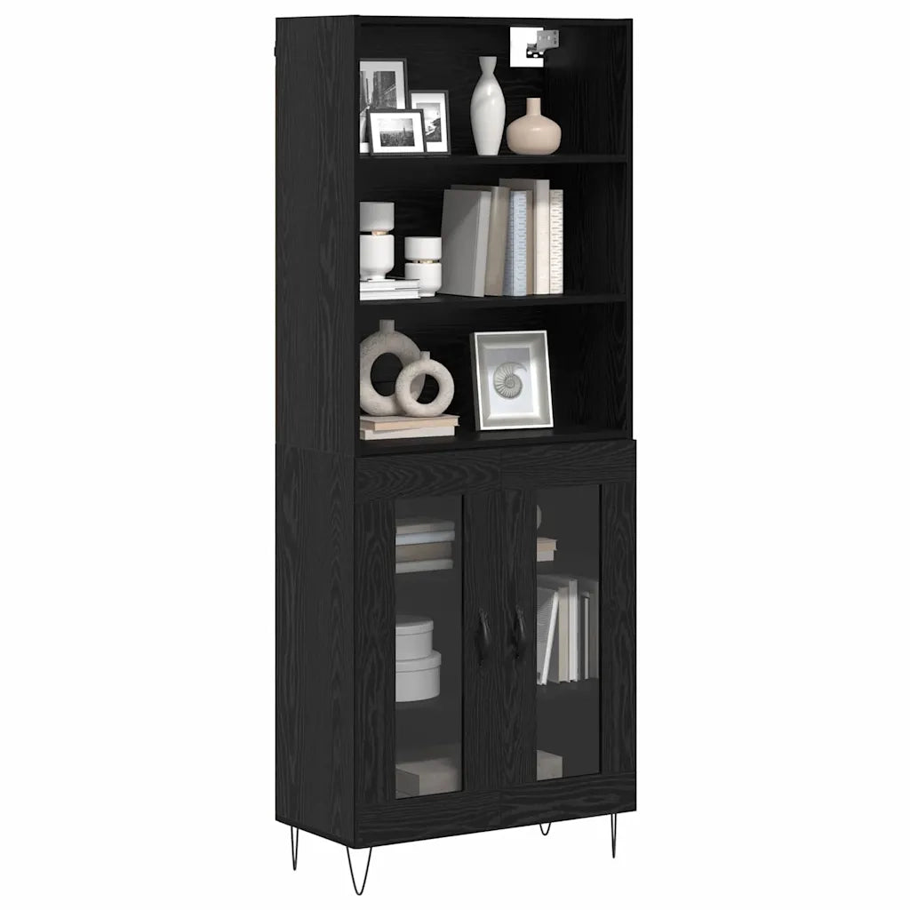 Credenza 2 pcs Rovere Nero Legno multistrato 3403173