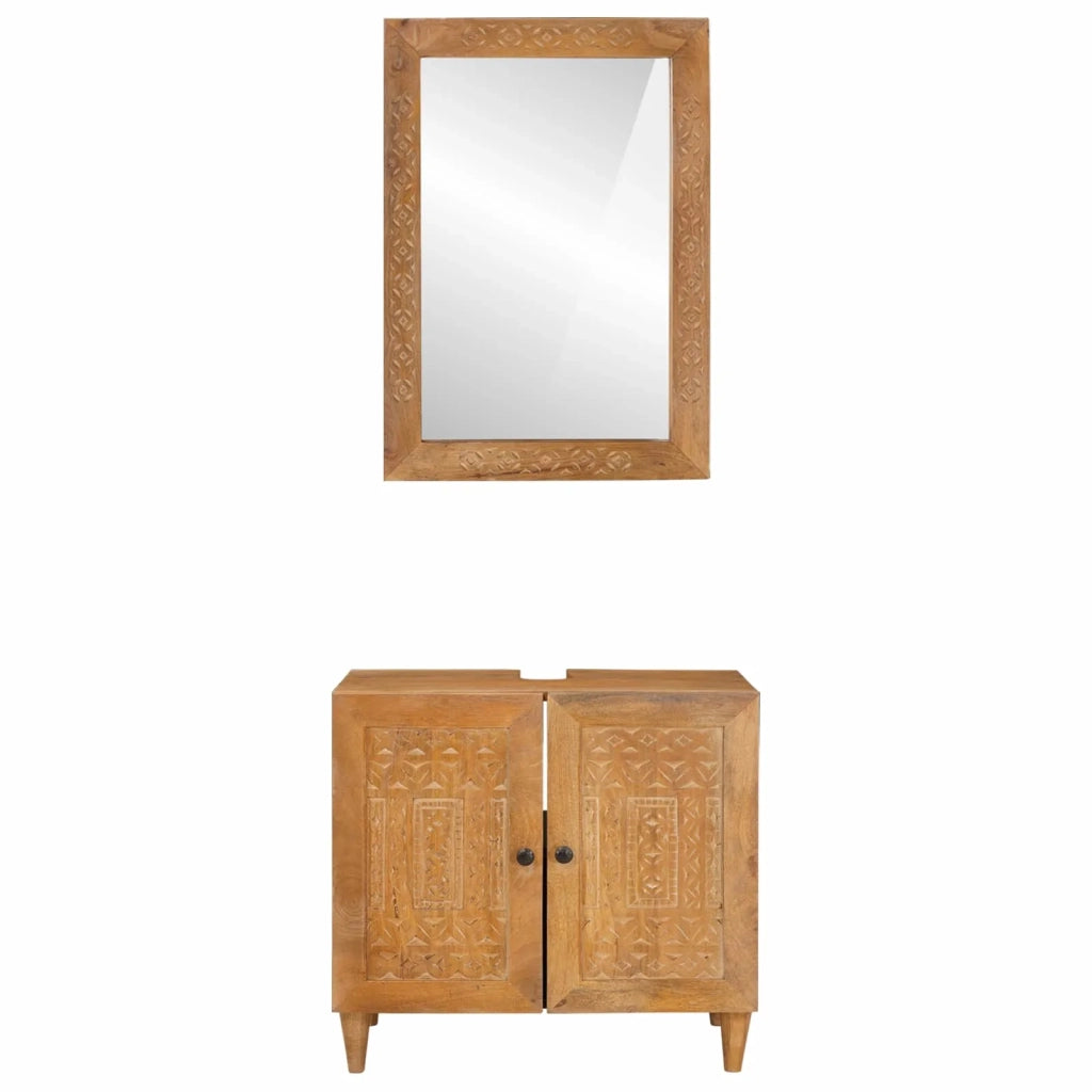 Set di mobili per il Bagno | Armadio da bagno 2 pz Marrone Legno multistrato