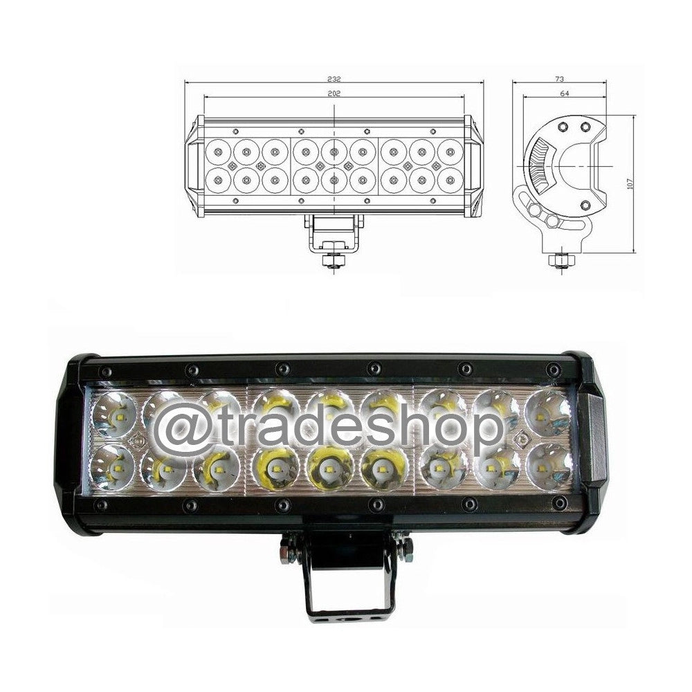 Trade Shop - Faro Luce Led Barra D 72 120 240w Inclinabili Supporti 12v Suv Auto Paraurti -  54 Watt