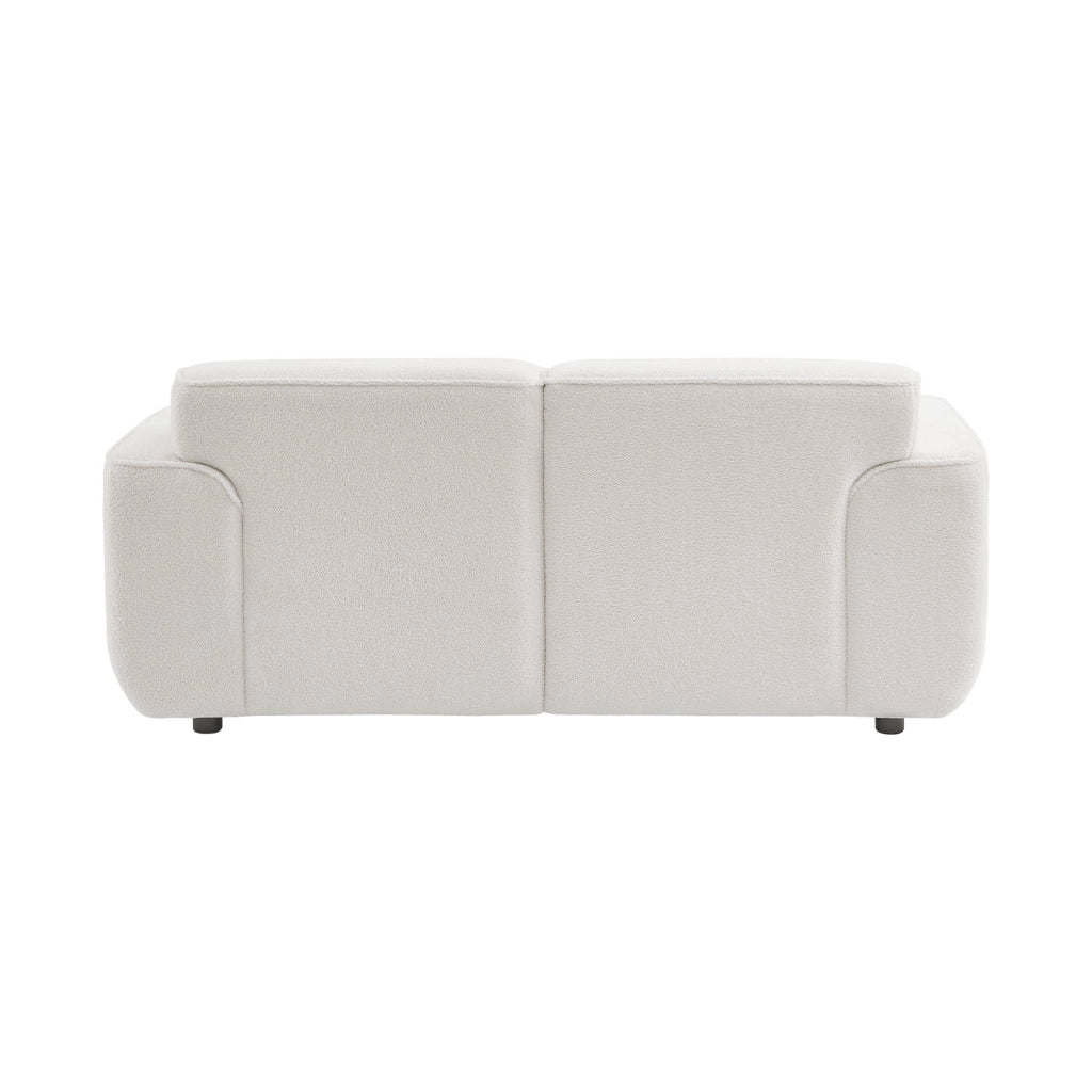 Divano in tessuto bouclé, 2 posti, crema
