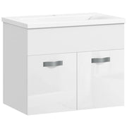 MOBILE BAGNO SOSPESO CON LAVABO ARMADIETTO A 2 ANTE CON CERNIERE AMMORTIZZATE 61X40X50 CM BIANCO LUCIDO