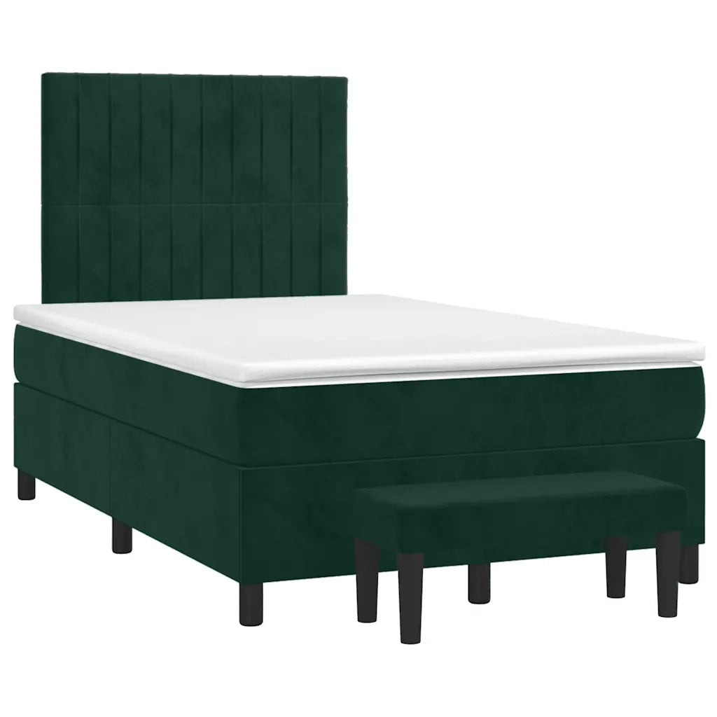 Giroletto a Molle con Materasso Verde Scuro 120x190 cm Velluto