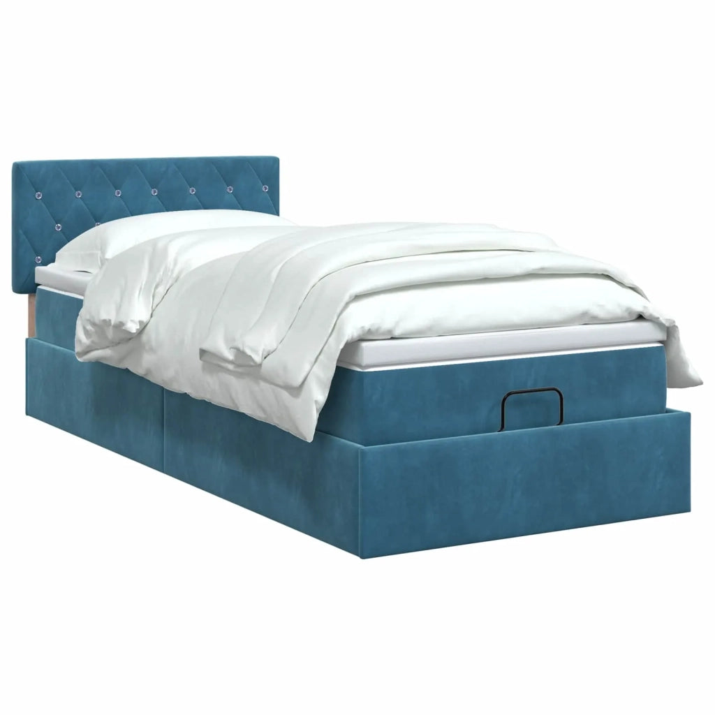 Letto ottomano con materasso Blu Scuro 90 x 200 cm Velluto 3457627